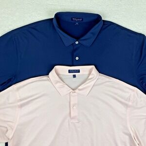 LOT OF 2: PETER MILLAR Crown Crafted Solid Performance Mens‎ Polo Shirt 2XL Golf